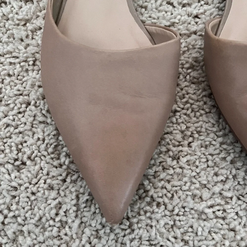 FRANCO SARTO Neiman Pointed Toe D'Orsay Leather Flats Beige Womens 8M Minimalist
